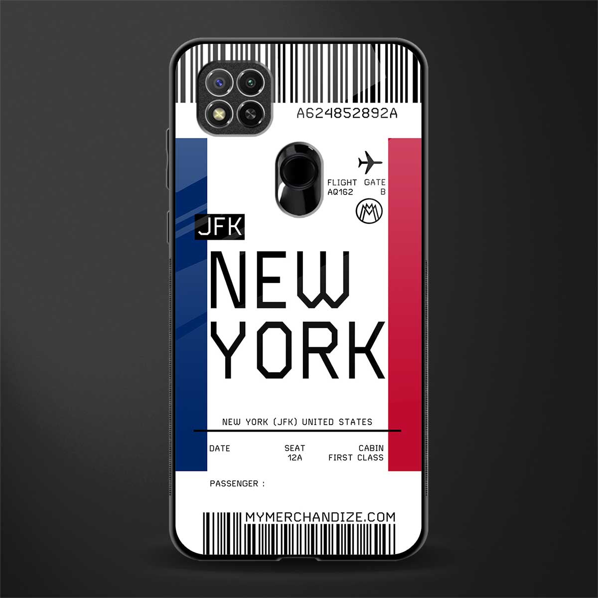 new york boarding pass glass case for redmi 9 image
