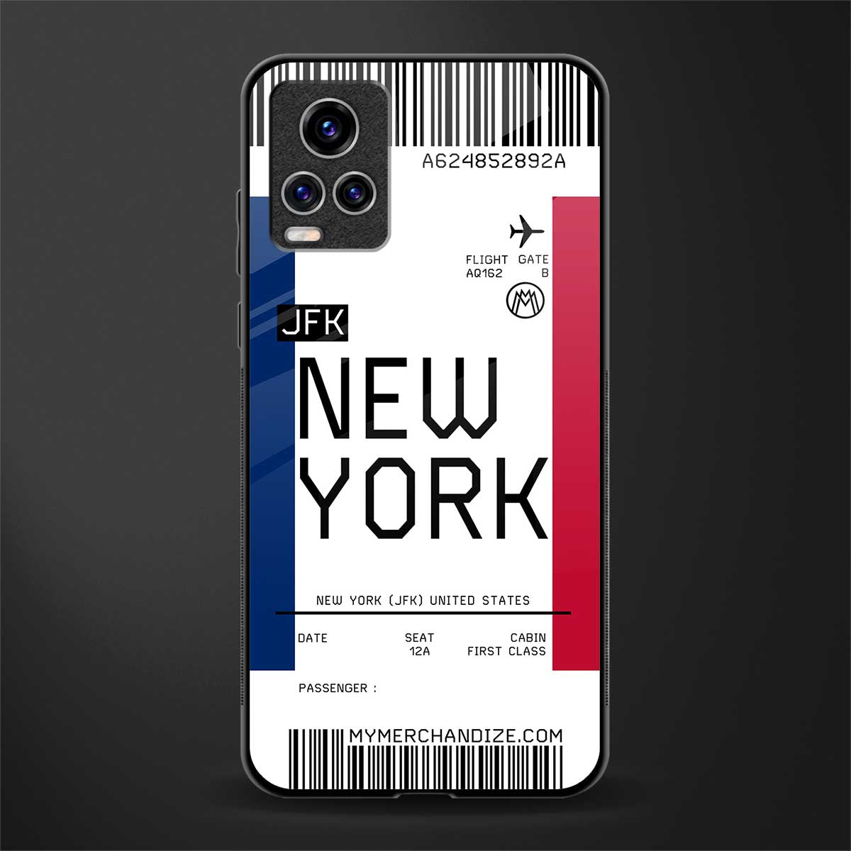 new york boarding pass glass case for vivo v20 pro image