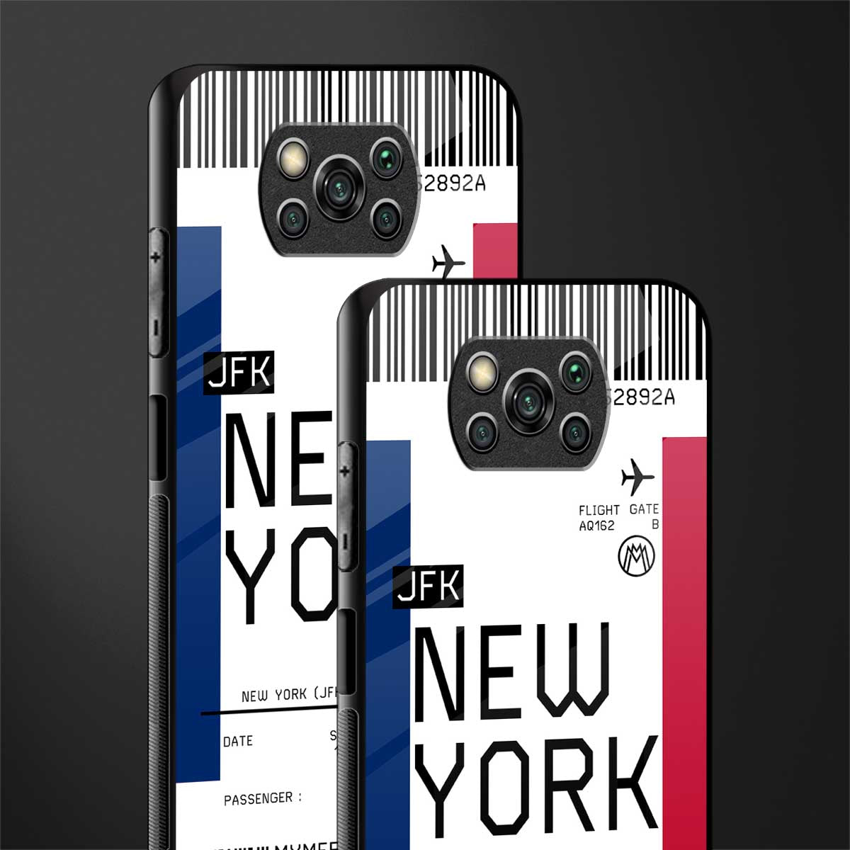 new york boarding pass glass case for poco x3 image-2