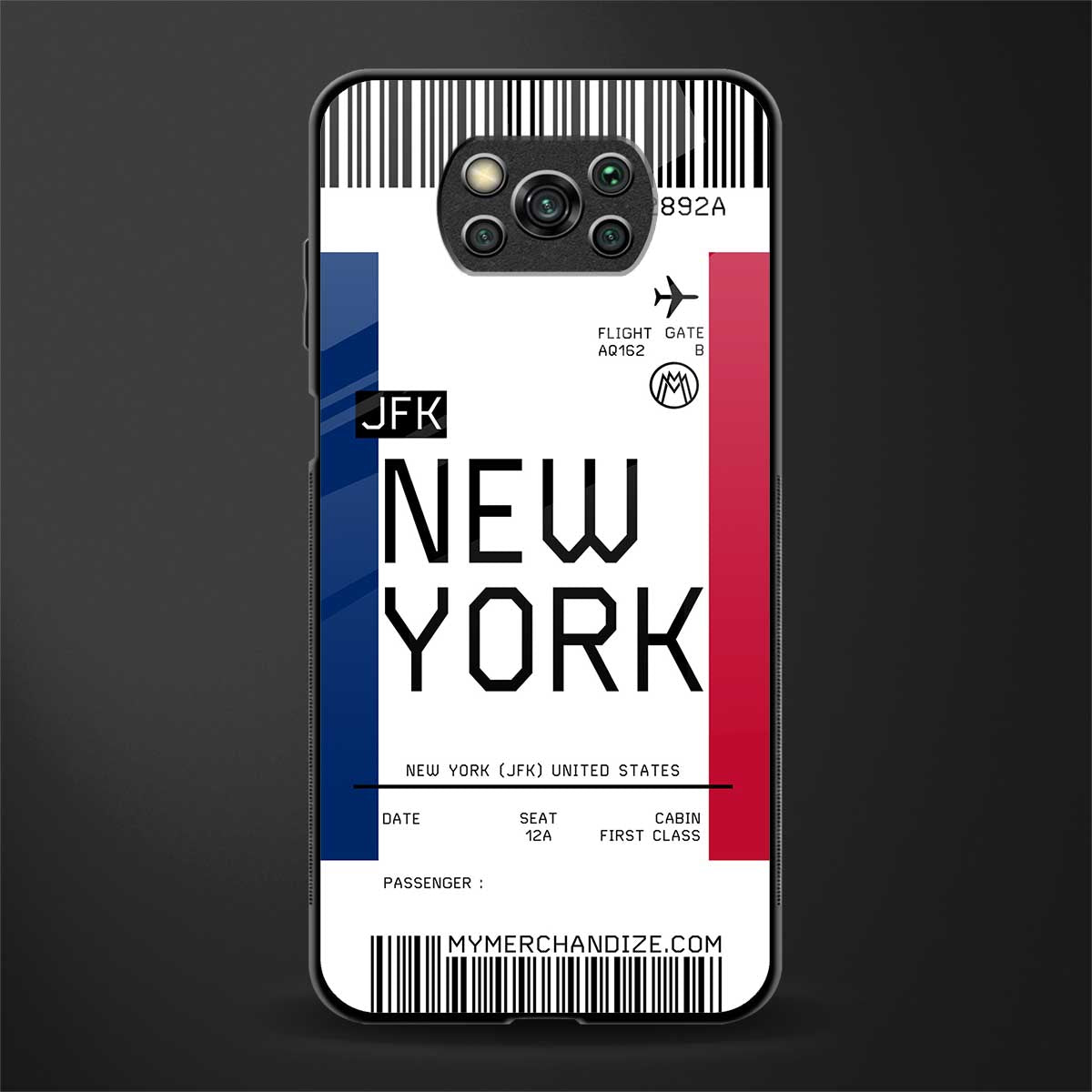new york boarding pass glass case for poco x3 pro image