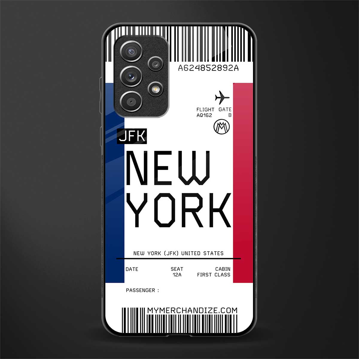 new york boarding pass glass case for samsung galaxy a52s 5g image