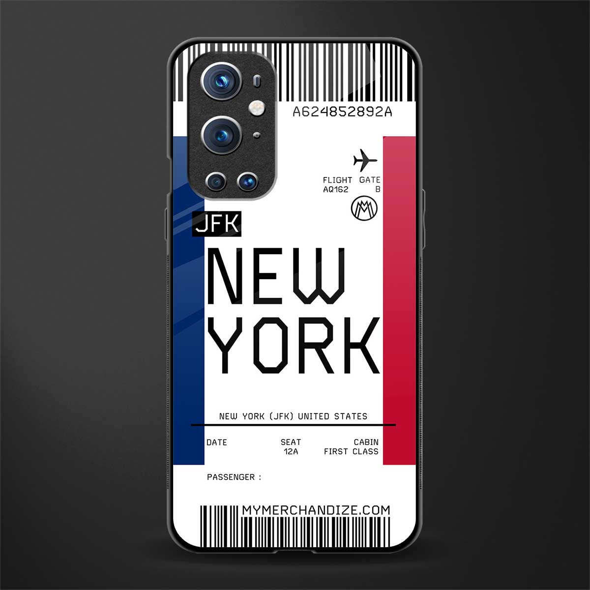 new york boarding pass glass case for oneplus 9 pro image