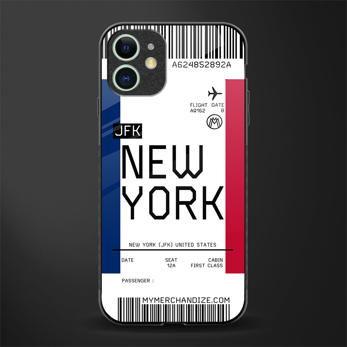 new york boarding pass glass case for iphone 11