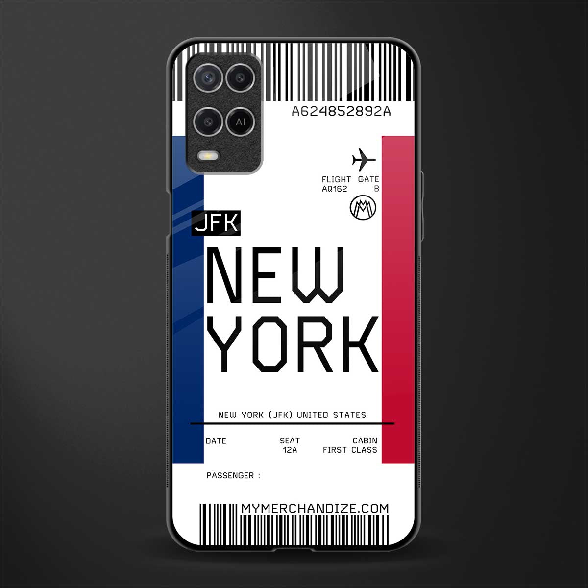 new york boarding pass glass case for oppo a54 image