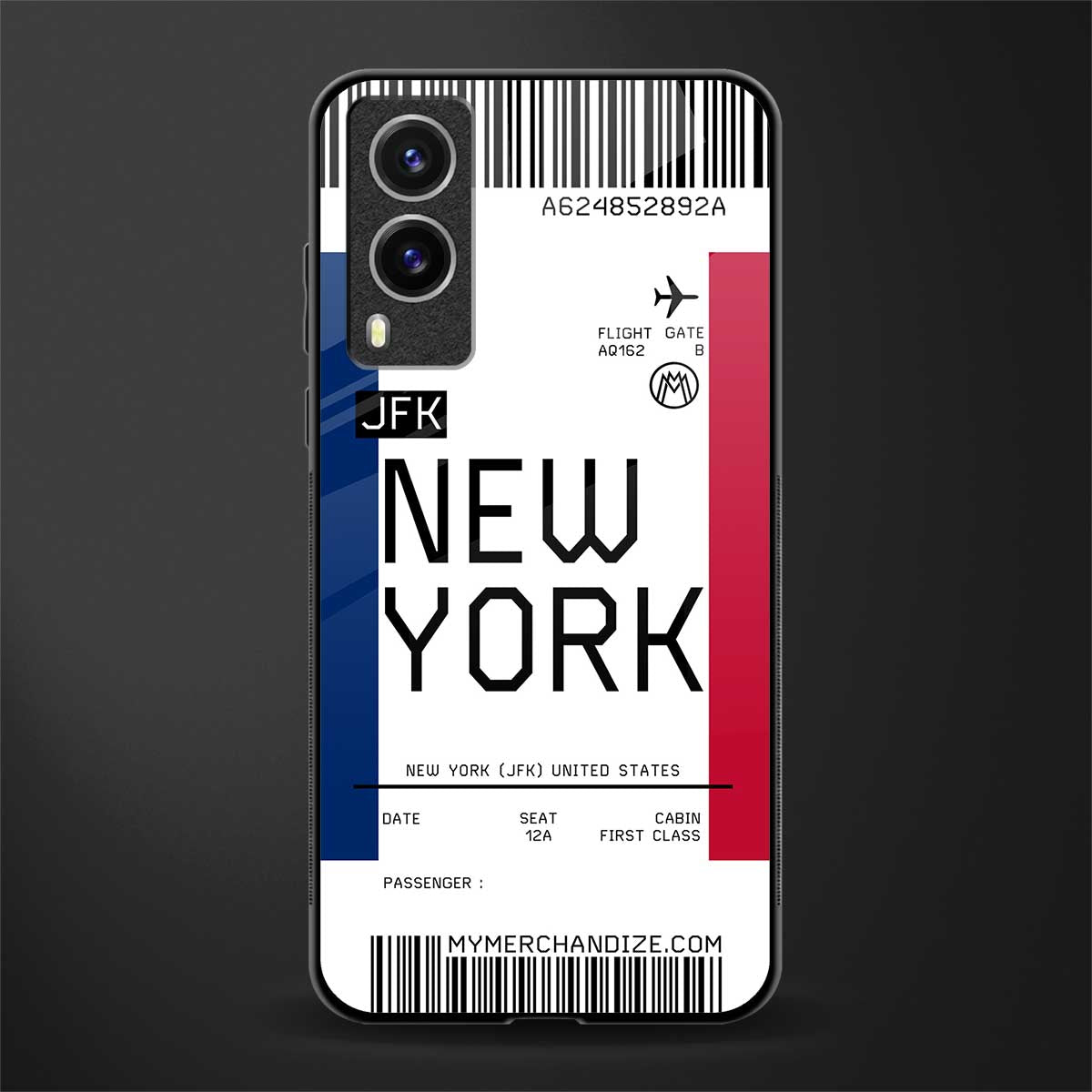 new york boarding pass glass case for vivo v21e 5g image