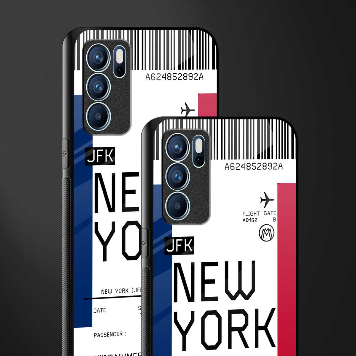 new york boarding pass glass case for oppo reno6 5g image-2