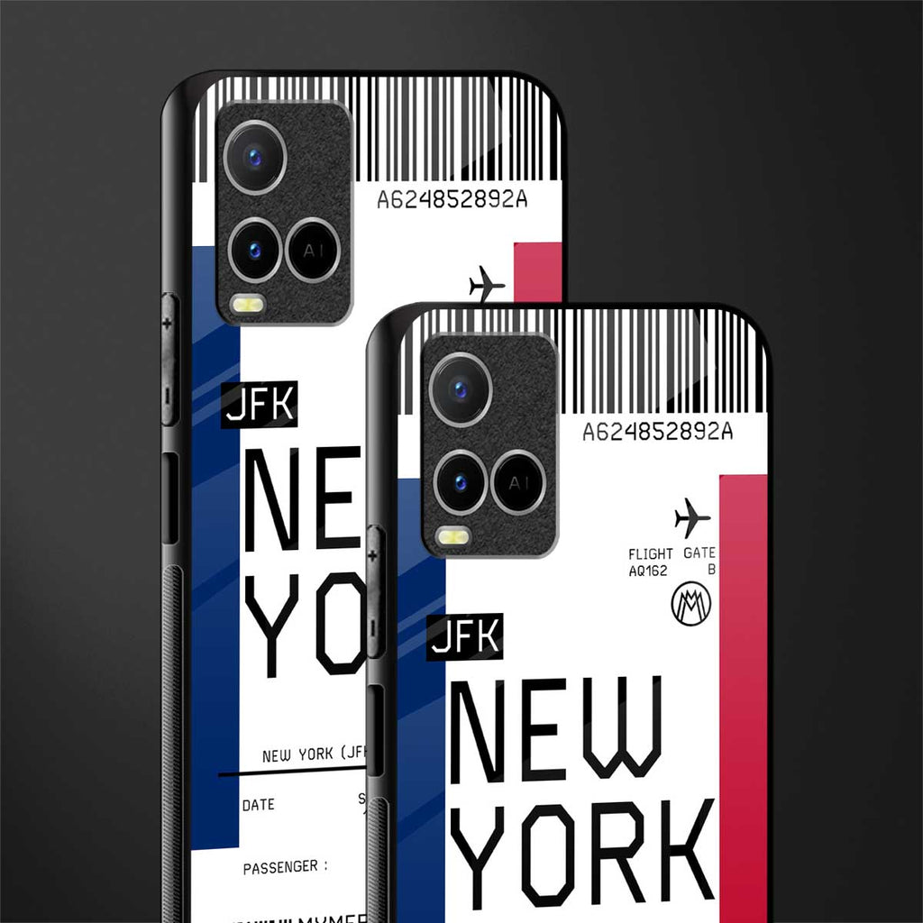 new york boarding pass glass case for vivo y21s image-2