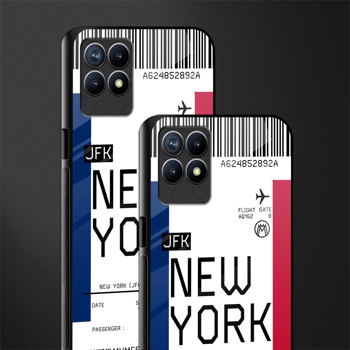 new york boarding pass glass case for realme 8i image-2