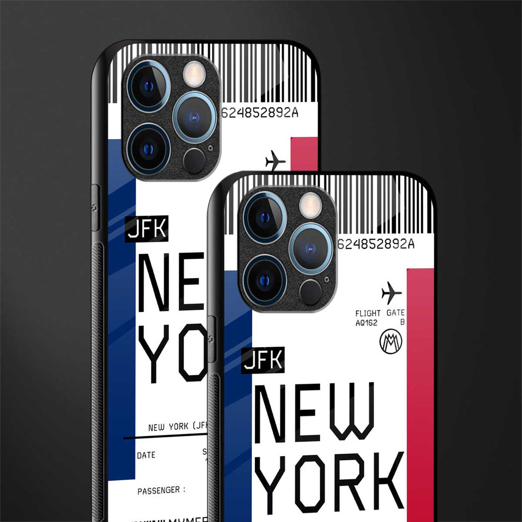 new york boarding pass glass case for iphone 12 pro image-2