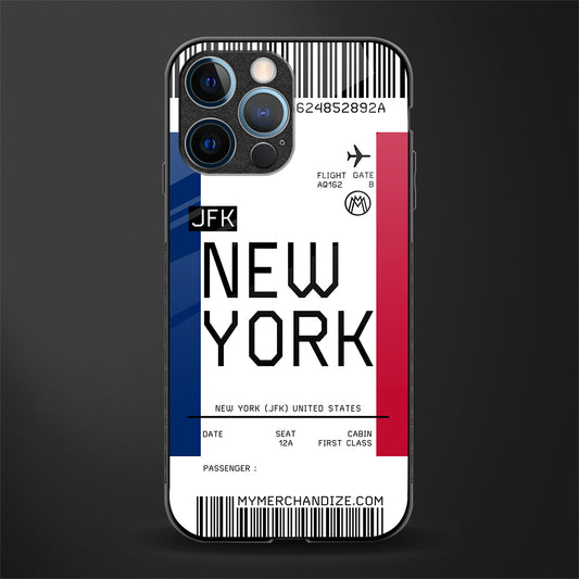 new york boarding pass glass case for iphone 12 pro image