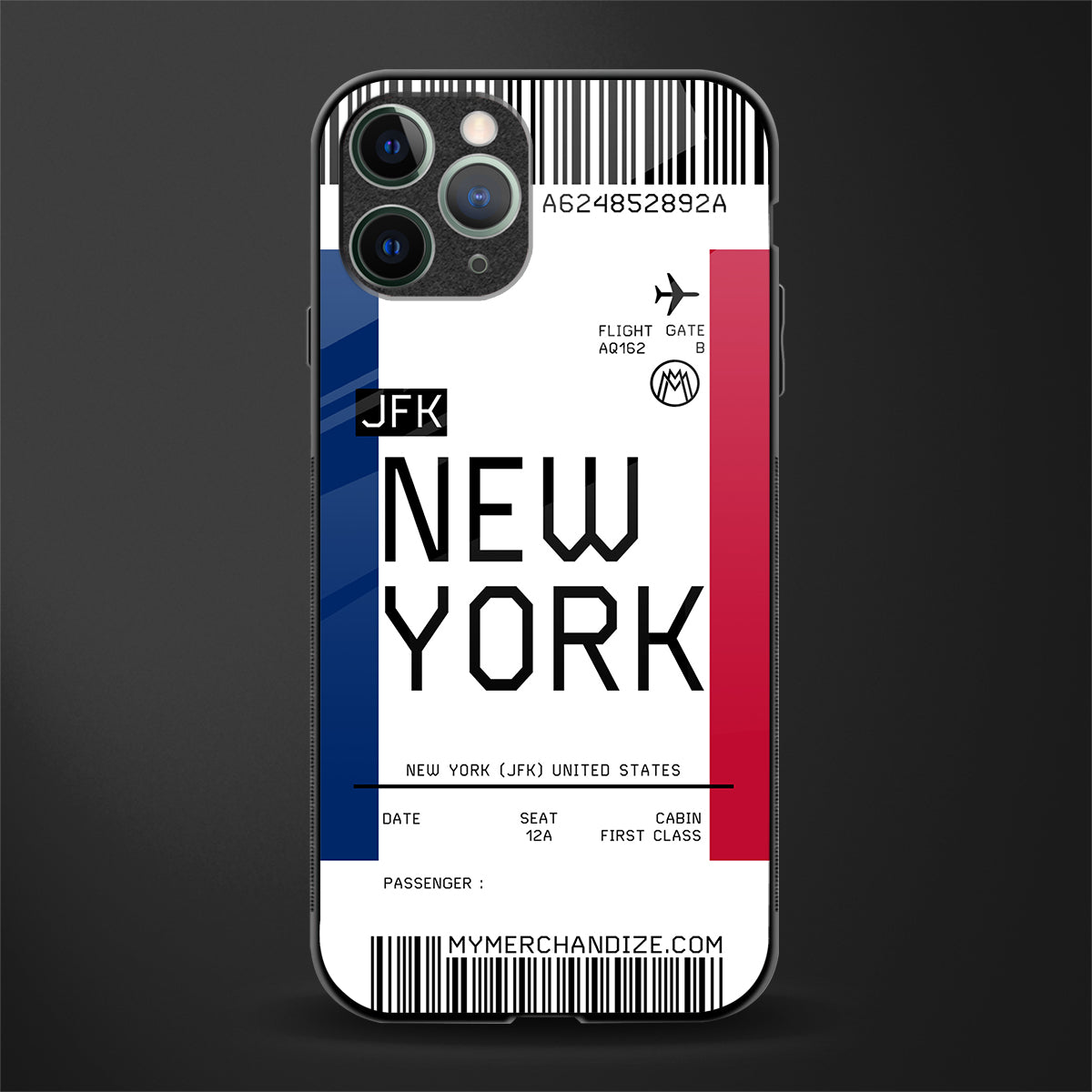 new york boarding pass glass case for iphone 11 pro max
