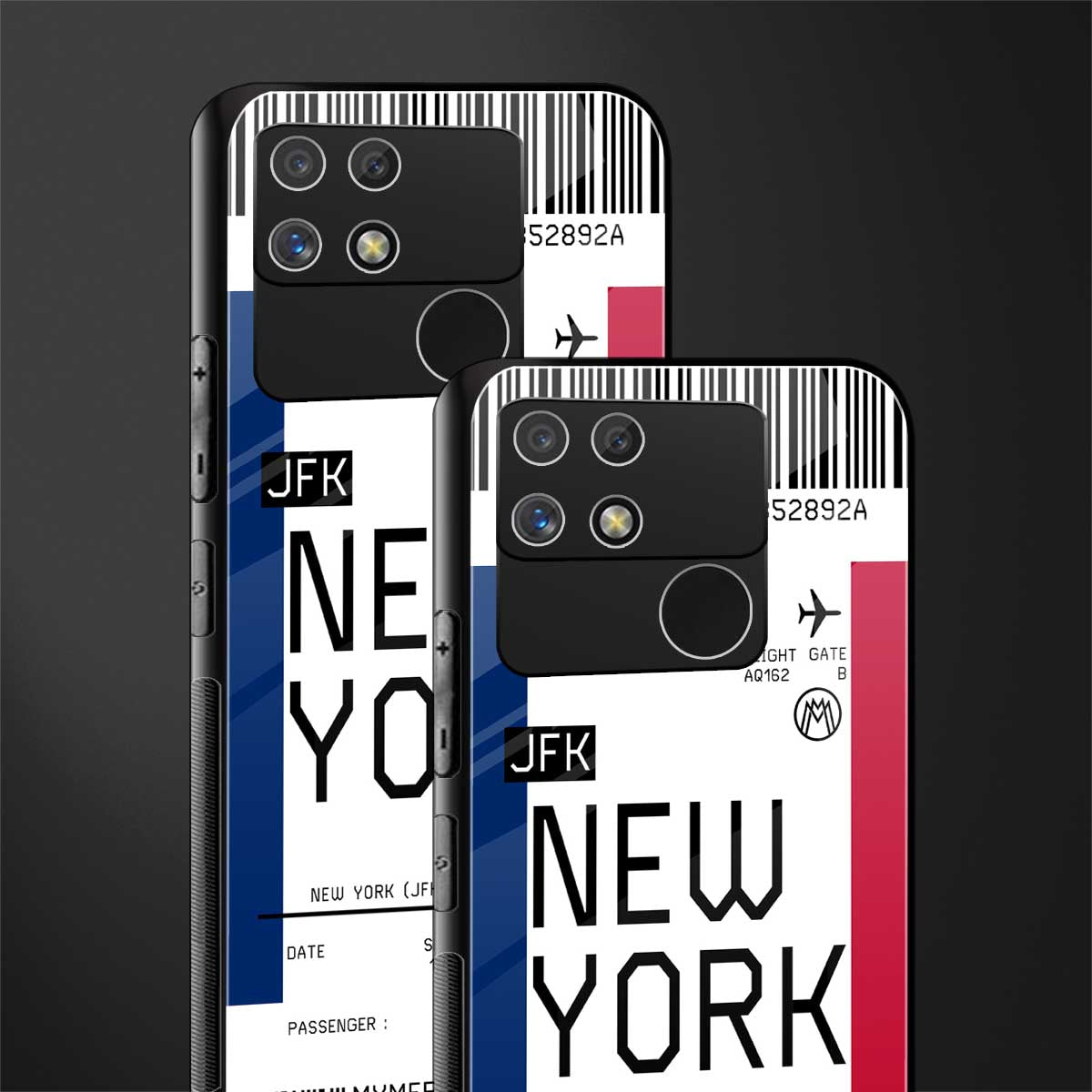 new york boarding pass back phone cover | glass case for realme narzo 50a