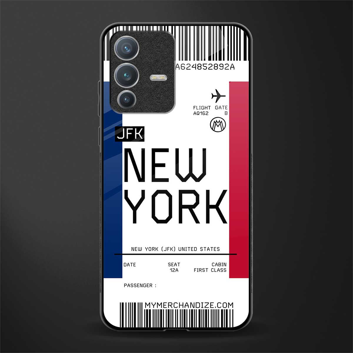 new york boarding pass glass case for vivo v23 pro 5g image
