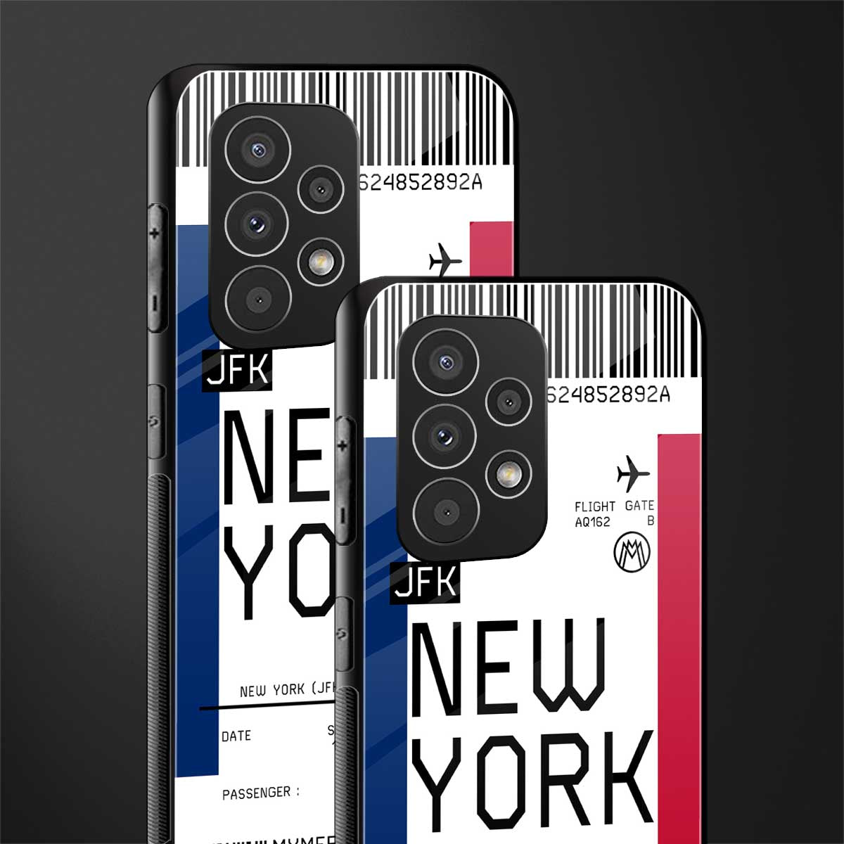 new york boarding pass back phone cover | glass case for samsung galaxy a73 5g