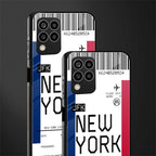 new york boarding pass back phone cover | glass case for samsung galaxy m33 5g