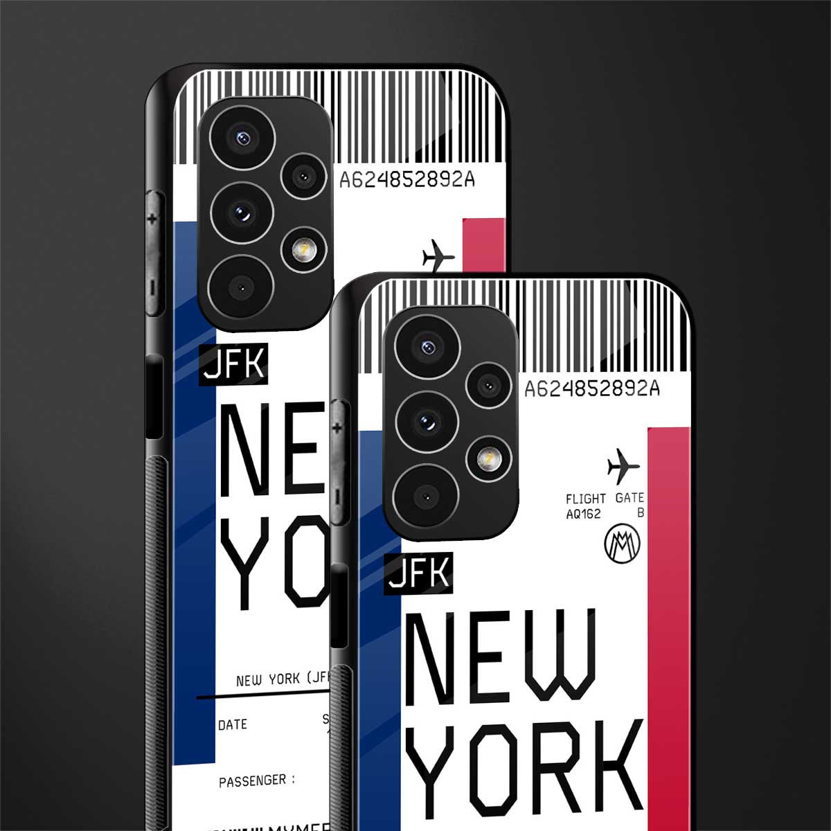 new york boarding pass back phone cover | glass case for samsung galaxy a13 4g