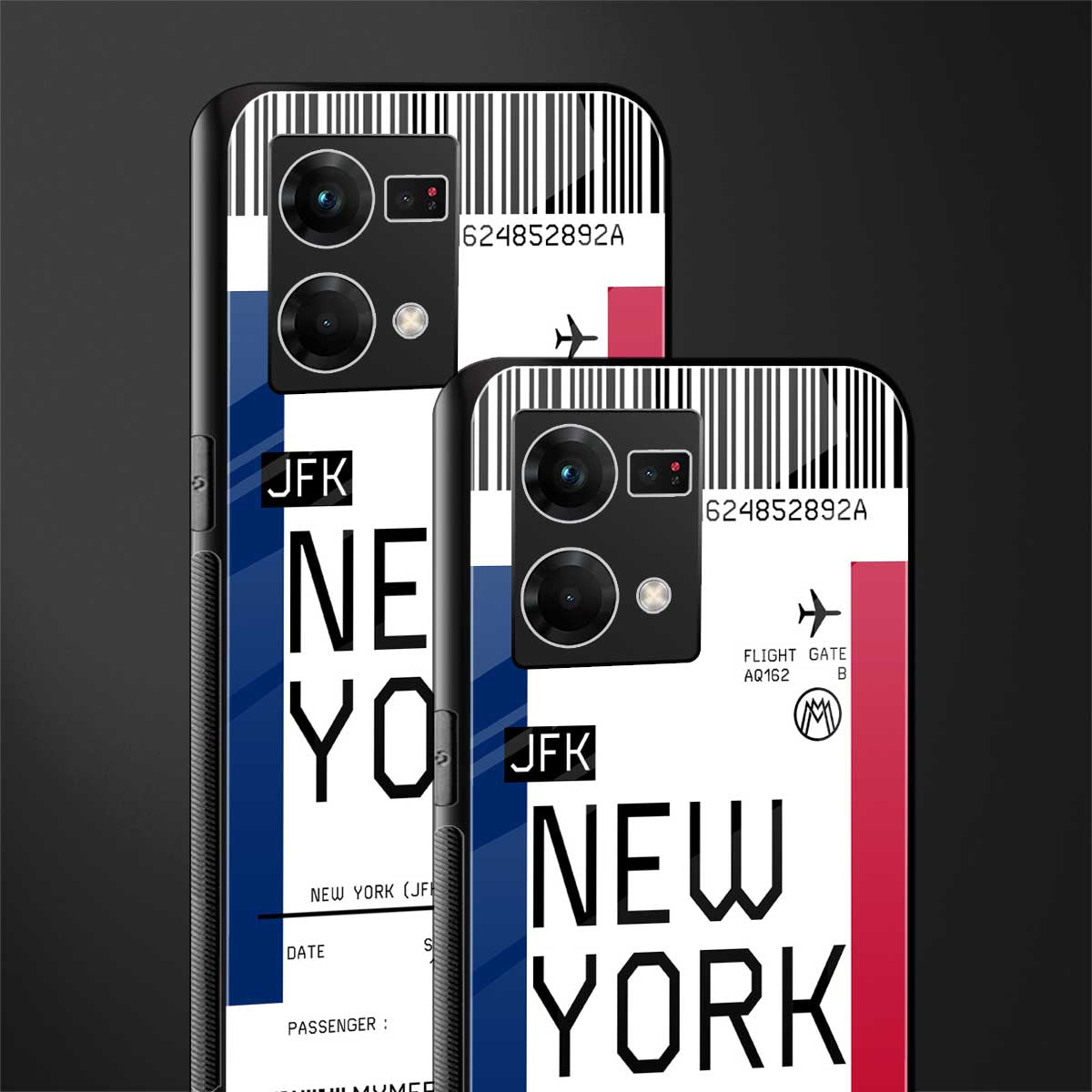 new york boarding pass back phone cover | glass case for oppo f21 pro 4g