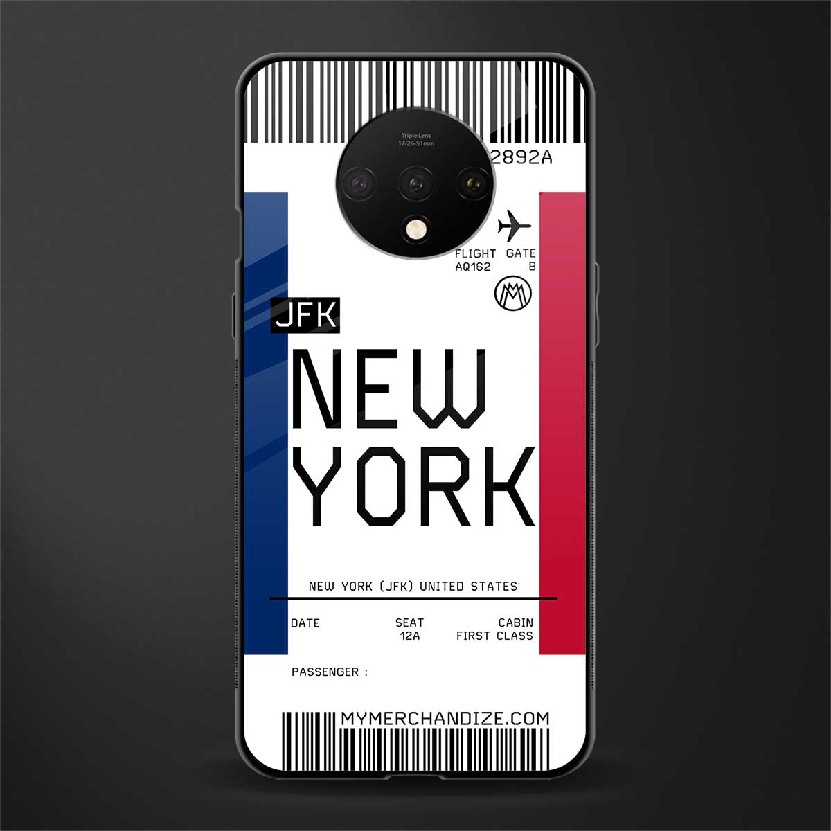 new york boarding pass glass case for oneplus 7t