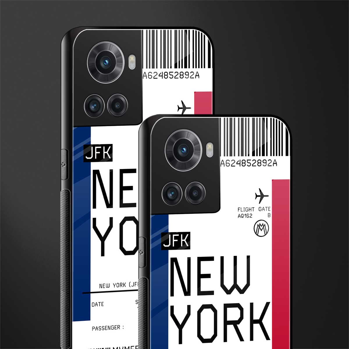 new york boarding pass back phone cover | glass case for oneplus 10r 5g