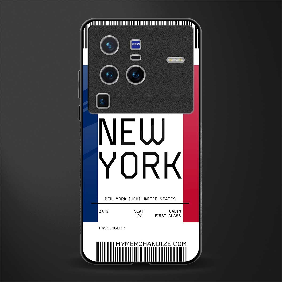 new york boarding pass glass case for vivo x80 pro 5g image