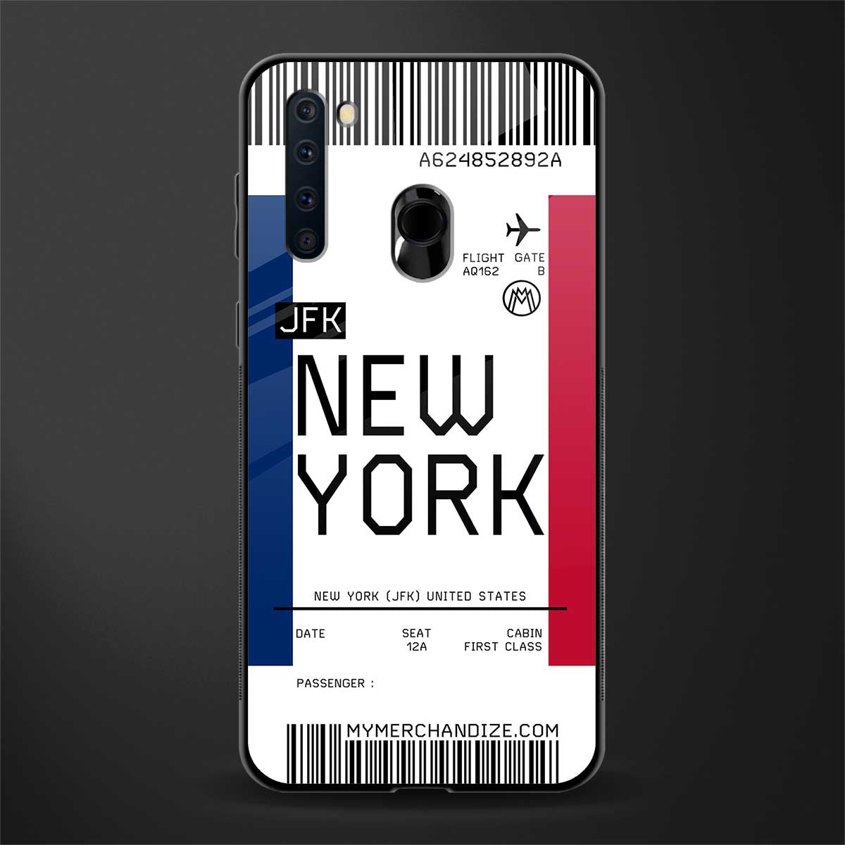 new york boarding pass glass case for samsung a21 image
