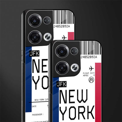 new york boarding pass back phone cover | glass case for oppo reno 8