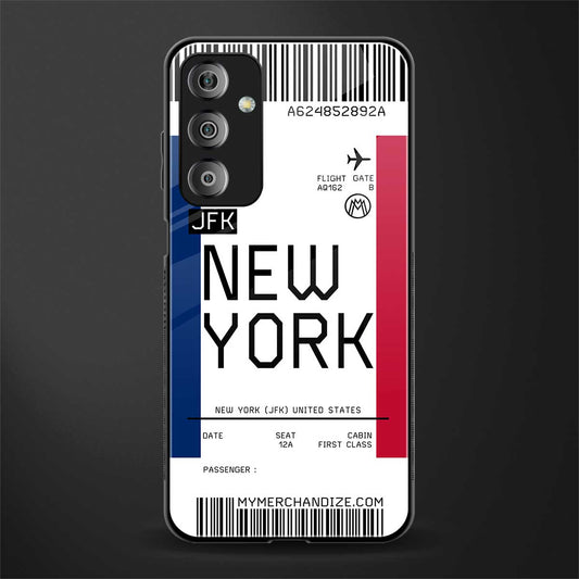 new york boarding pass back phone cover | glass case for samsung galaxy f23 5g
