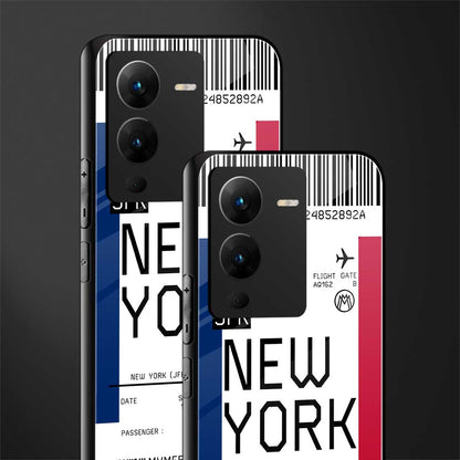 new york boarding pass back phone cover | glass case for vivo v25 pro 5g