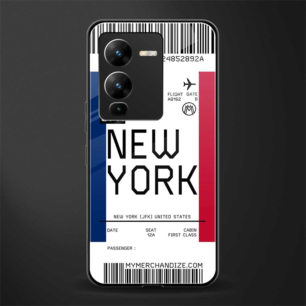 new york boarding pass back phone cover | glass case for vivo v25 pro 5g
