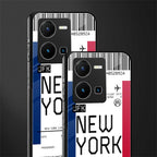 new york boarding pass back phone cover | glass case for vivo y35 4g