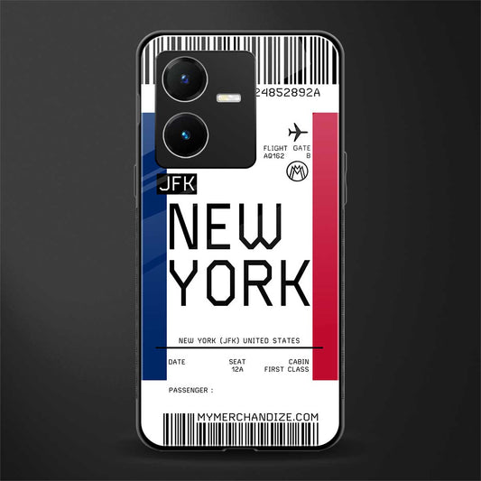 new york boarding pass back phone cover | glass case for vivo y22