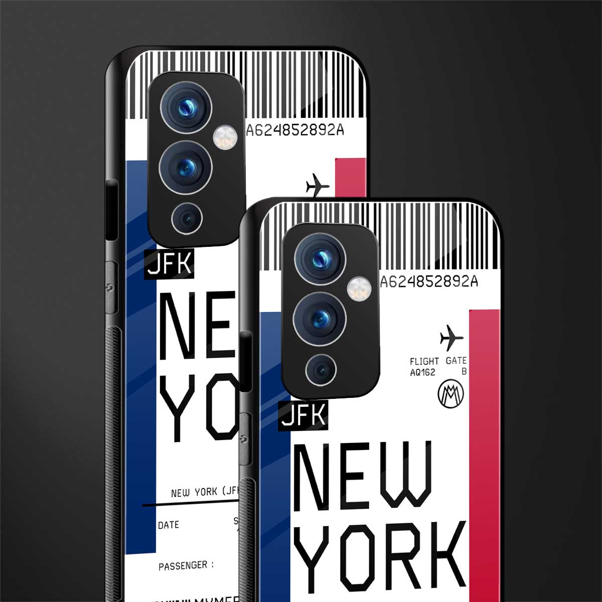 new york boarding pass back phone cover | glass case for oneplus 9