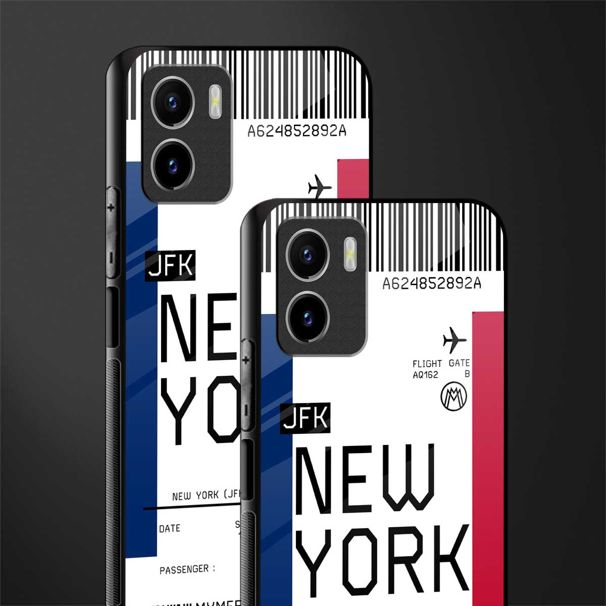 new york boarding pass back phone cover | glass case for vivo y72