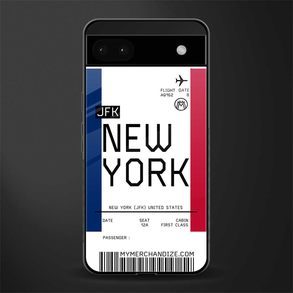 new york boarding pass back phone cover | glass case for google pixel 6a