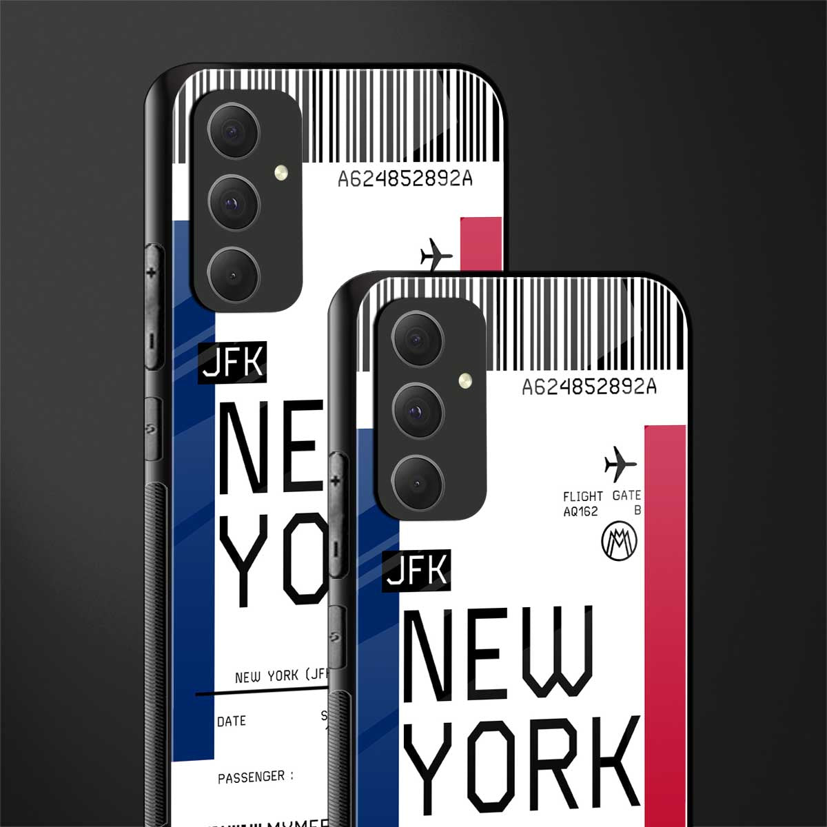 new york boarding pass back phone cover | glass case for samsung galaxy a54 5g