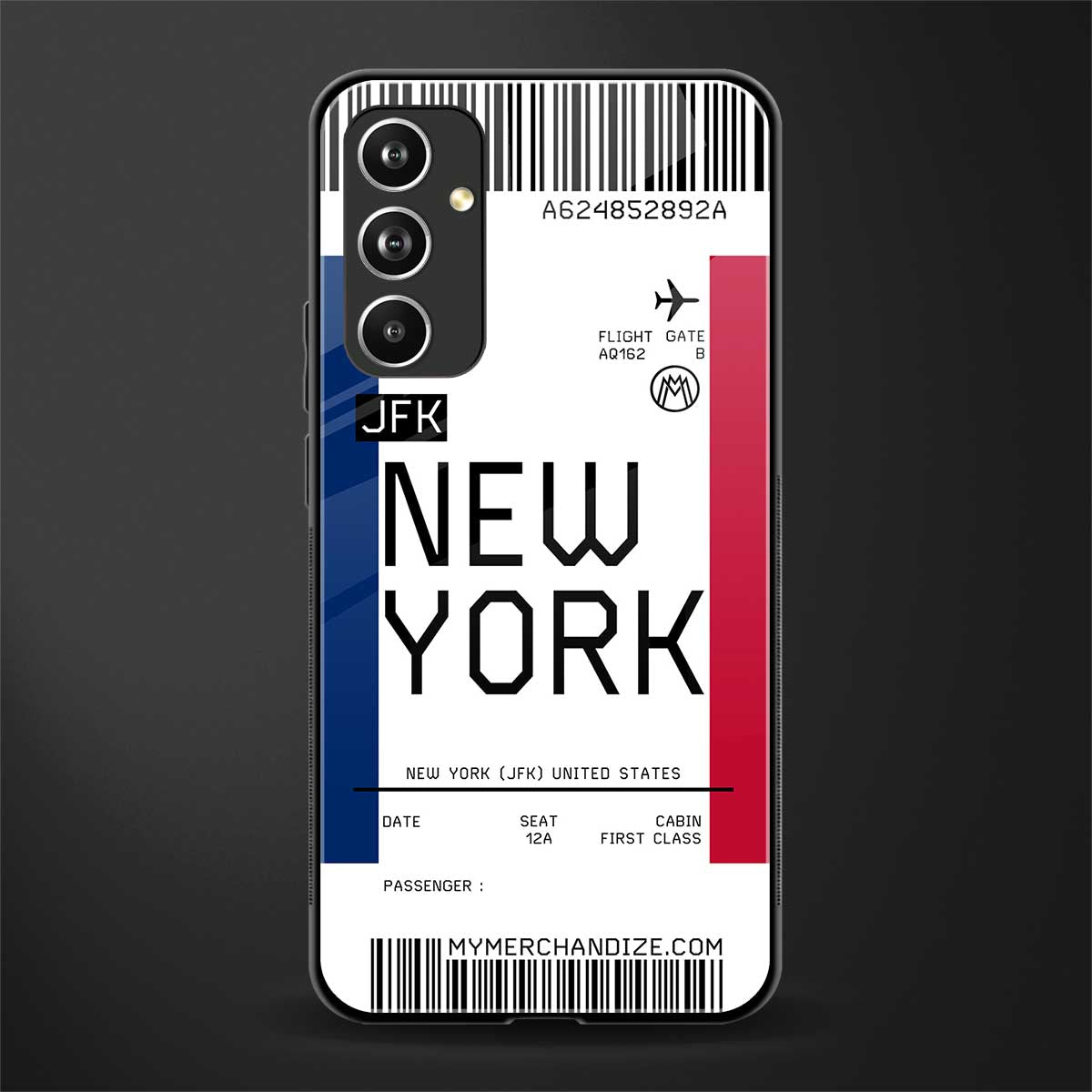 new york boarding pass back phone cover | glass case for samsung galaxy a54 5g