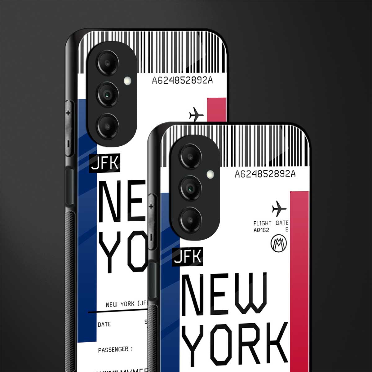 new york boarding pass back phone cover | glass case for samsung galaxy a14 5g