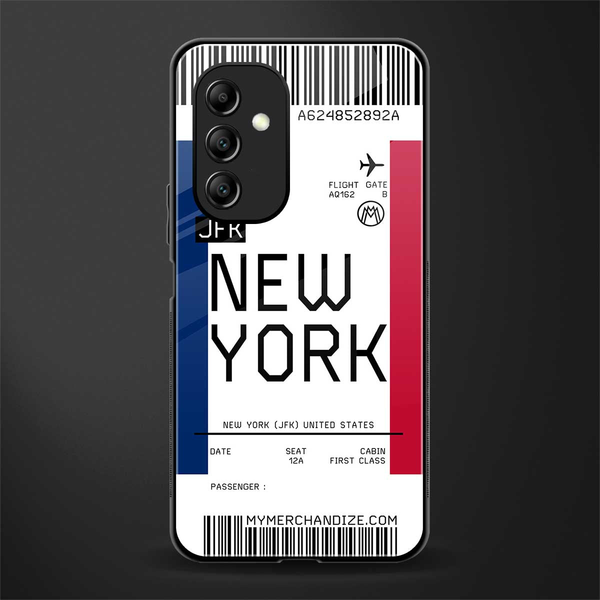 new york boarding pass back phone cover | glass case for samsung galaxy a14 5g