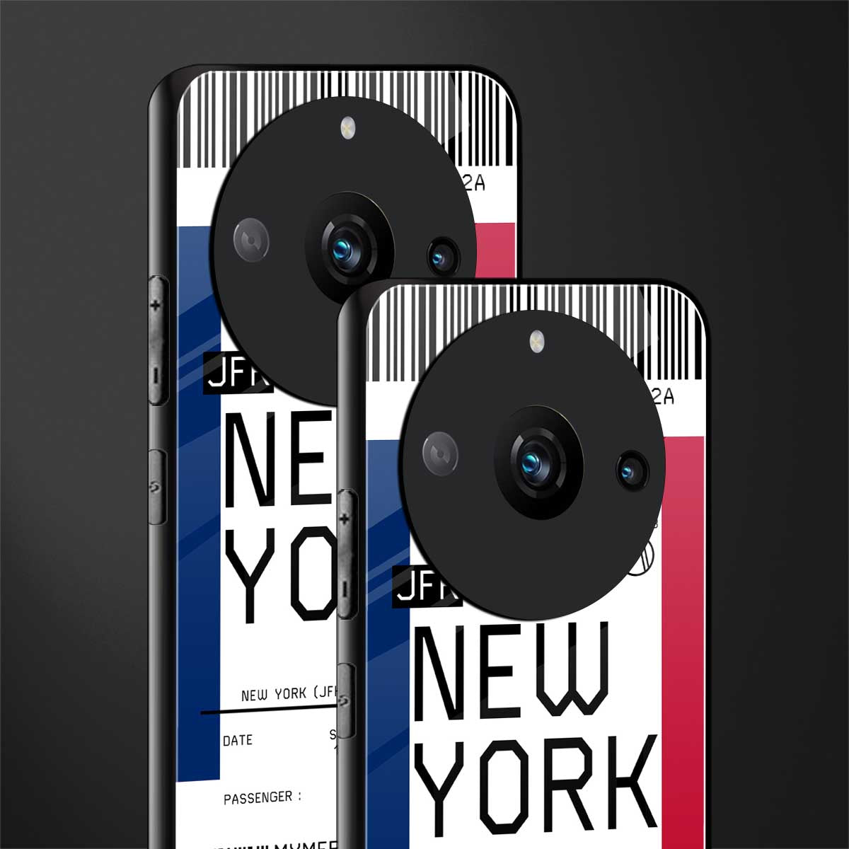new york boarding pass back phone cover | glass case for realme 11 pro 5g