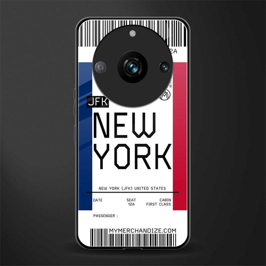 new york boarding pass back phone cover | glass case for realme 11 pro 5g