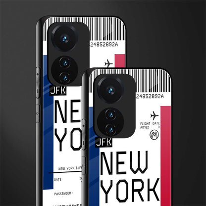 new york boarding pass back phone cover | glass case for vivo t1 44w 4g