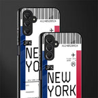 new york boarding pass back phone cover | glass case for samsun galaxy a24 4g