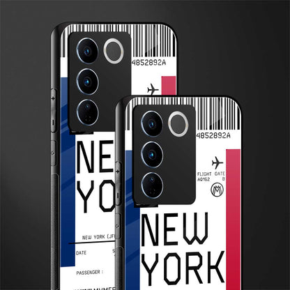new york boarding pass back phone cover | glass case for vivo v27 pro 5g