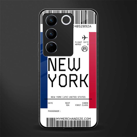 new york boarding pass back phone cover | glass case for vivo v27 pro 5g