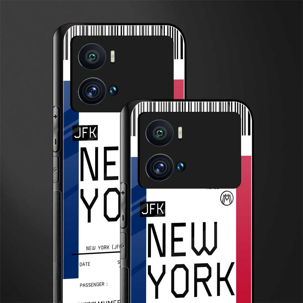 new york boarding pass back phone cover | glass case for iQOO 9 Pro