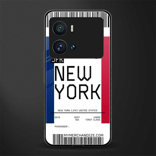 new york boarding pass back phone cover | glass case for iQOO 9 Pro