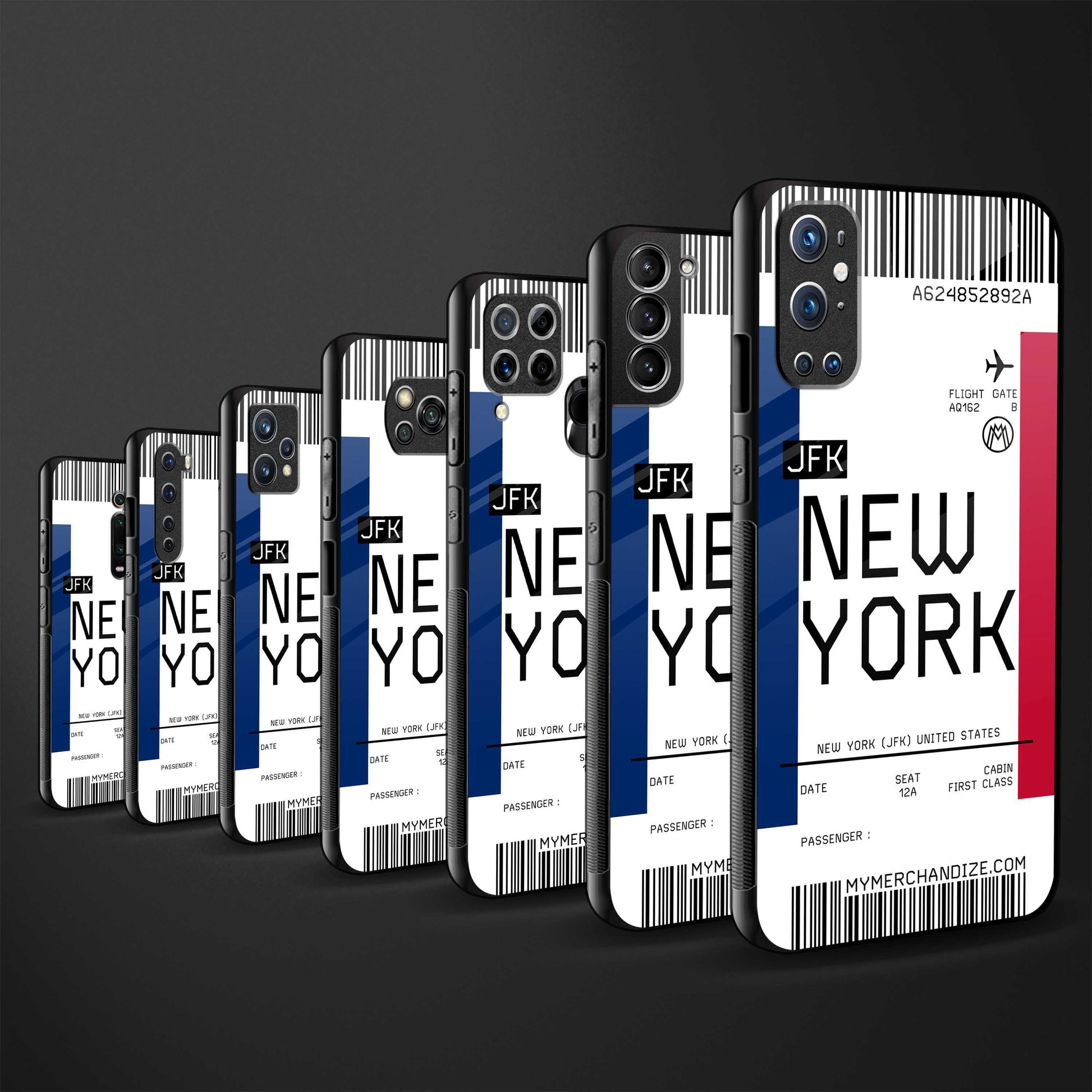 new york boarding pass back phone cover | glass case for samsung galaxy a73 5g