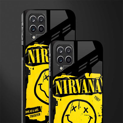 nirvana yellow back phone cover | glass case for samsung galaxy a22 4g