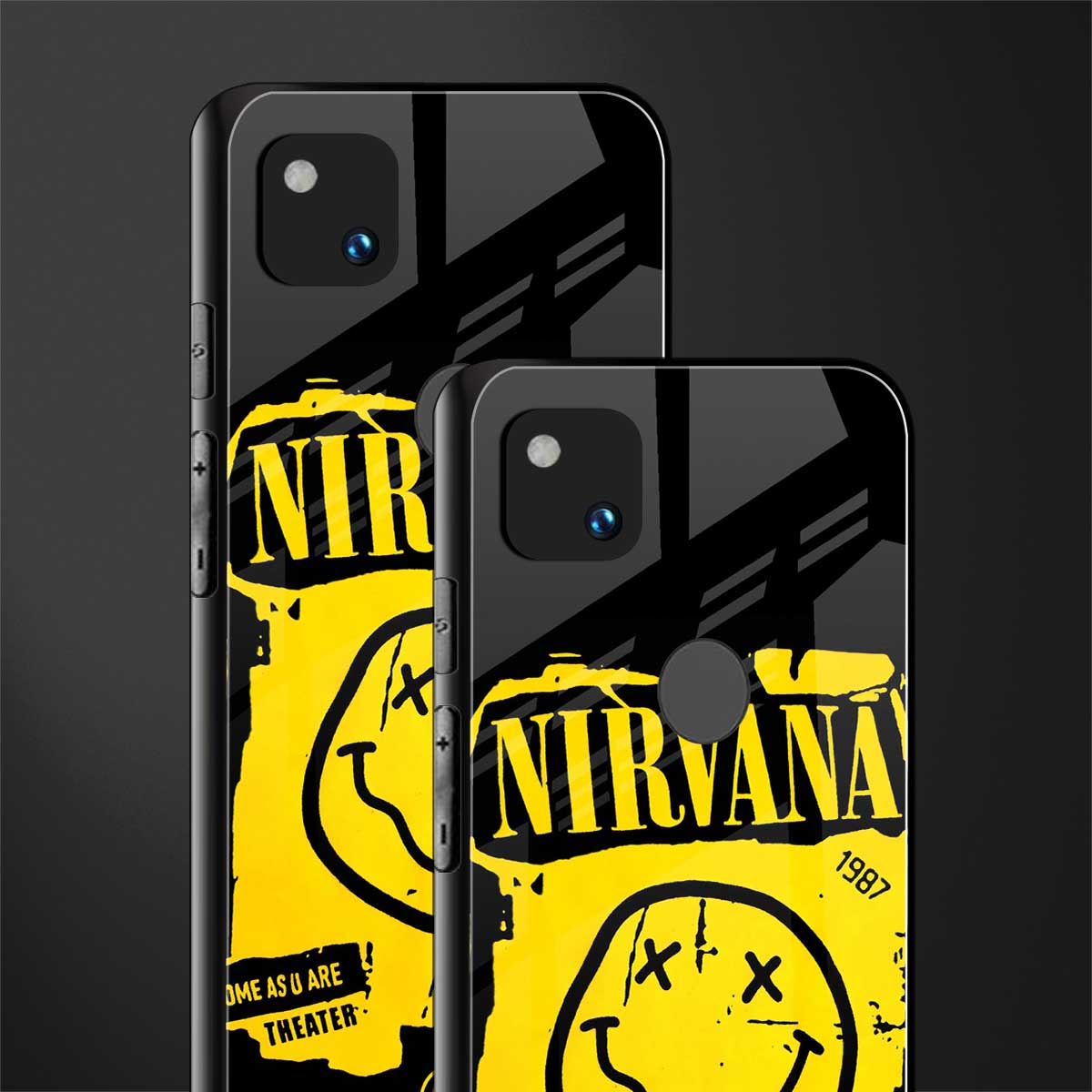 nirvana yellow back phone cover | glass case for google pixel 4a 4g