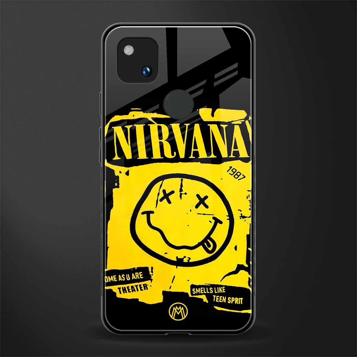 nirvana yellow back phone cover | glass case for google pixel 4a 4g